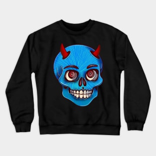 Blue striped skull with red devil’s horns Crewneck Sweatshirt